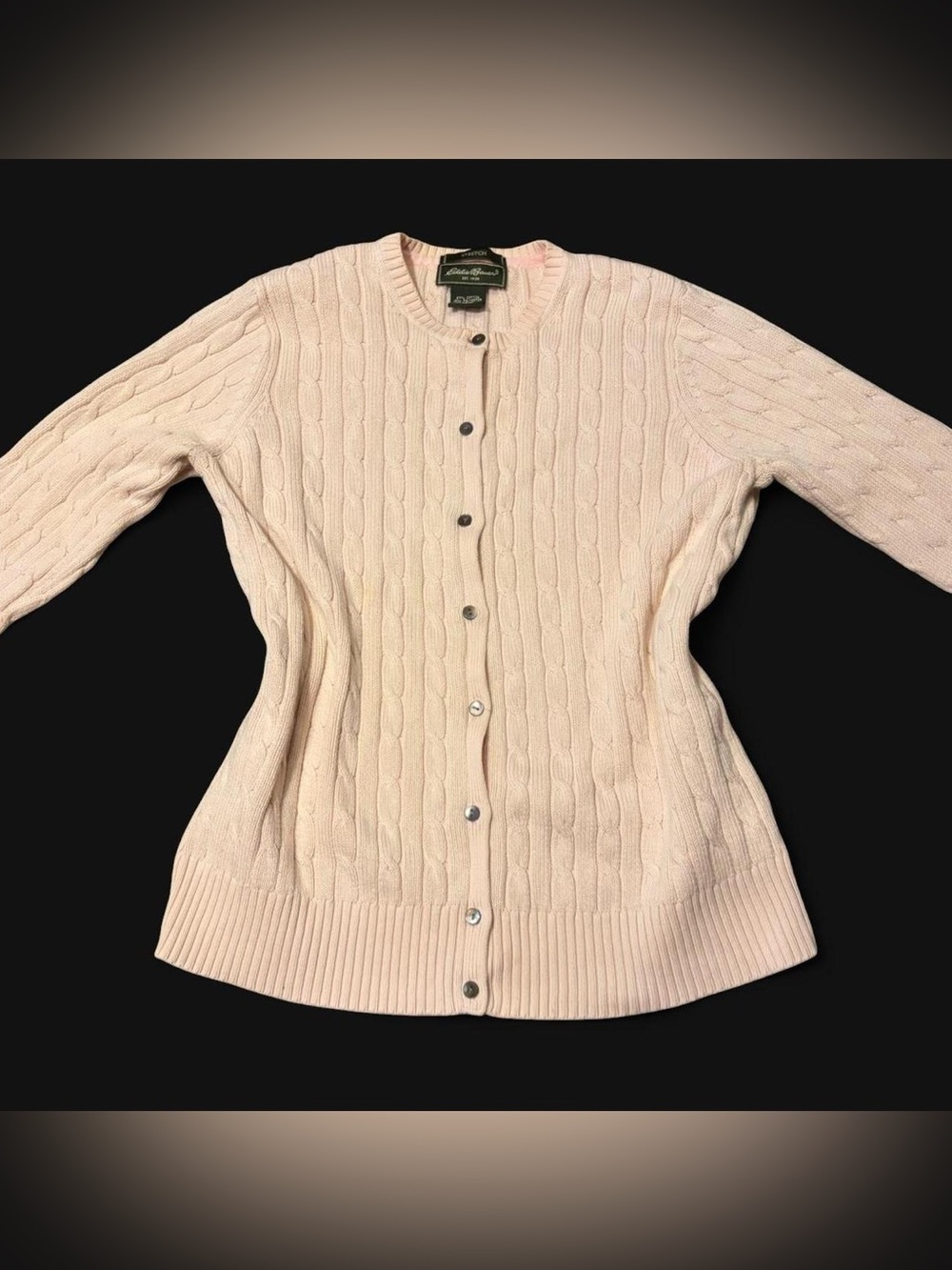 Coquette Pink Cable Knit Cardigan by Eddie Bauer!